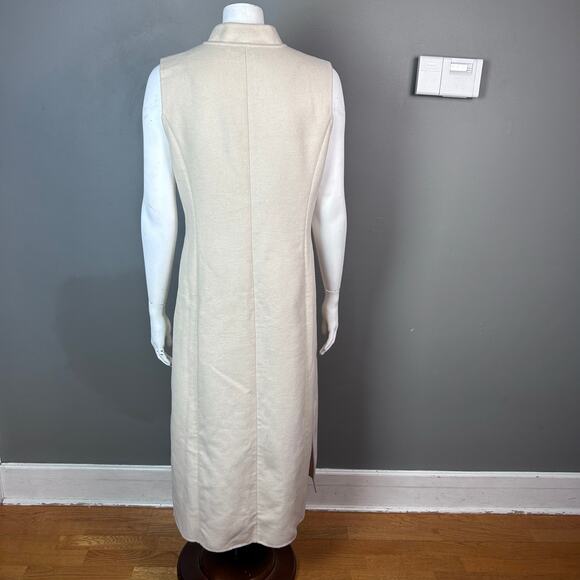 BCBG MaxAzria long vest medium cream wool minimalist quiet luxury cream Thrones - Picture 4 of 15